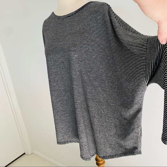 Seed Heritage black & white striped long sleeve batwing top size medium - Picture 4 of 7